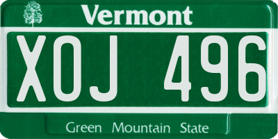 VT license plate XOJ496