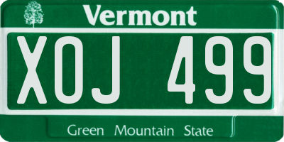 VT license plate XOJ499