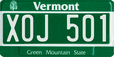 VT license plate XOJ501