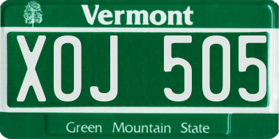 VT license plate XOJ505