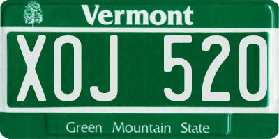 VT license plate XOJ520
