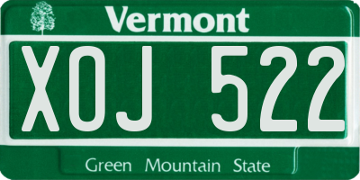 VT license plate XOJ522