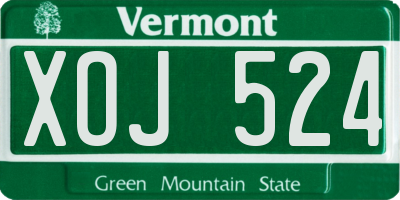 VT license plate XOJ524