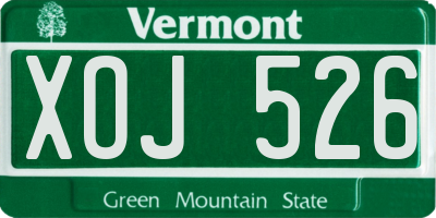 VT license plate XOJ526