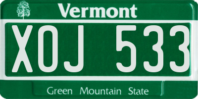 VT license plate XOJ533