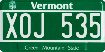 VT license plate XOJ535