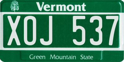 VT license plate XOJ537