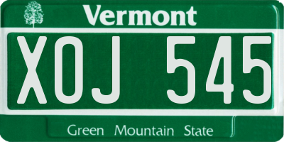 VT license plate XOJ545