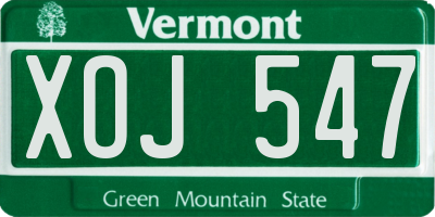 VT license plate XOJ547