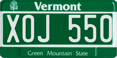 VT license plate XOJ550