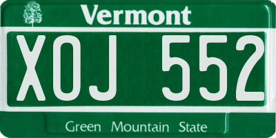 VT license plate XOJ552