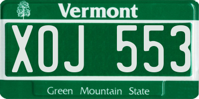 VT license plate XOJ553