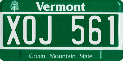 VT license plate XOJ561