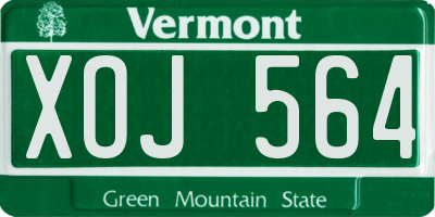 VT license plate XOJ564