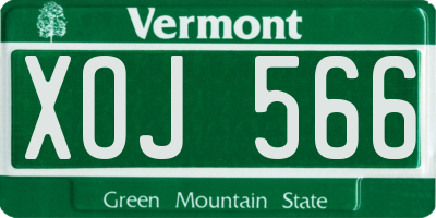 VT license plate XOJ566