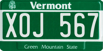 VT license plate XOJ567