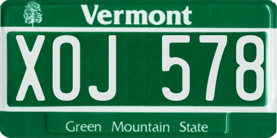 VT license plate XOJ578
