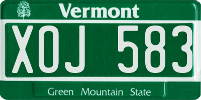 VT license plate XOJ583