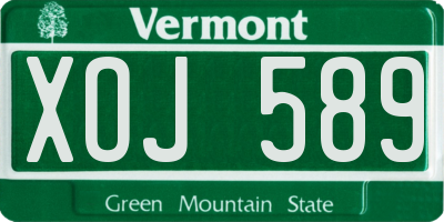 VT license plate XOJ589