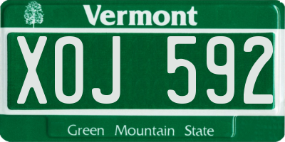 VT license plate XOJ592