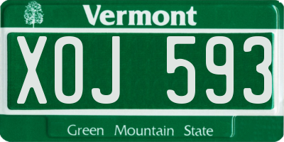 VT license plate XOJ593