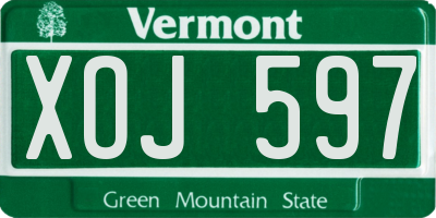 VT license plate XOJ597