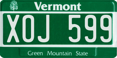 VT license plate XOJ599