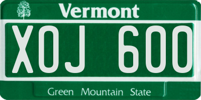 VT license plate XOJ600