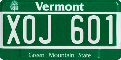 VT license plate XOJ601