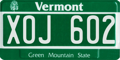 VT license plate XOJ602