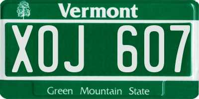 VT license plate XOJ607