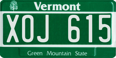VT license plate XOJ615