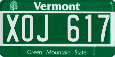 VT license plate XOJ617