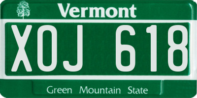VT license plate XOJ618