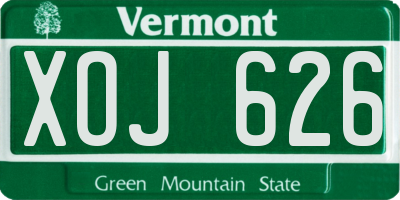 VT license plate XOJ626