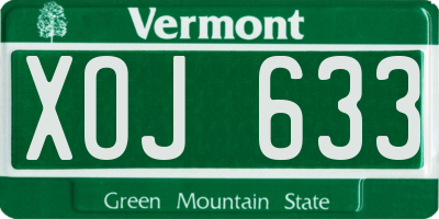 VT license plate XOJ633