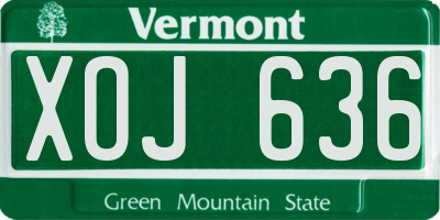 VT license plate XOJ636