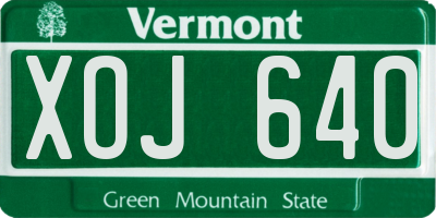 VT license plate XOJ640