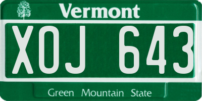 VT license plate XOJ643