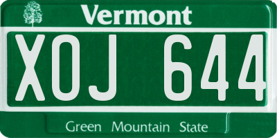 VT license plate XOJ644