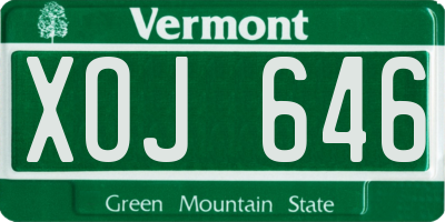 VT license plate XOJ646