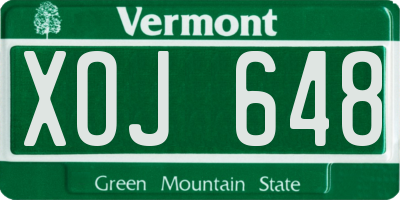 VT license plate XOJ648