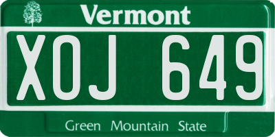 VT license plate XOJ649