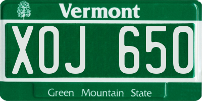 VT license plate XOJ650