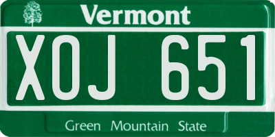 VT license plate XOJ651