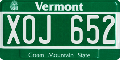 VT license plate XOJ652