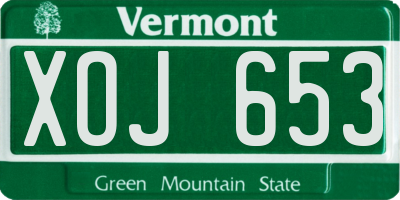 VT license plate XOJ653
