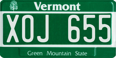 VT license plate XOJ655