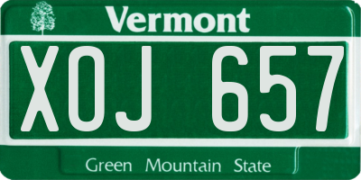 VT license plate XOJ657
