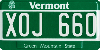 VT license plate XOJ660